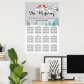 Wonderland Birds Deer Winter Wedding Seining Chart Poster (Thuiskantoor)