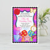 Wonderland Birthday Party Invitation Kaart (Staand voorkant)