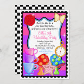 Wonderland Birthday Party Invitation Kaart (Voorkant / Achterkant)