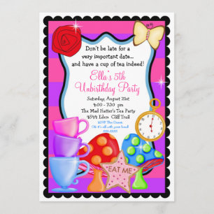 Wonderland Birthday Party Invitation Kaart