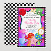 Wonderland Birthday Party Invitation Kaart (Voorkant / Achterkant)