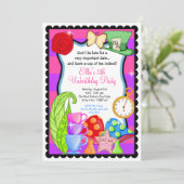 Wonderland Birthday Party Invitation Kaart (Staand voorkant)