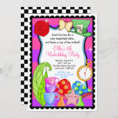 Wonderland Birthday Party Invitation Kaart (Voorkant / Achterkant)