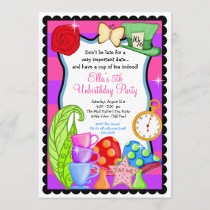 Wonderland Birthday Party Invitation Kaart