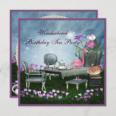 Wonderland Birthday Tea Party Kaart (Voorkant / Achterkant)