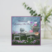 Wonderland Birthday Tea Party Kaart (Staand voorkant)