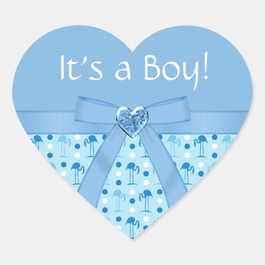 Wonderland Blue Flamingo Nieuwe Baby Boy Stickers (Voorkant)