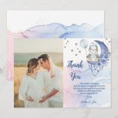 Wonderland Blue Penguin Baby shower boy Bedankkaart (Voorkant / Achterkant)