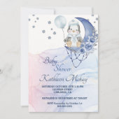 Wonderland Blue Penguin Baby shower boy Kaart (Voorkant)