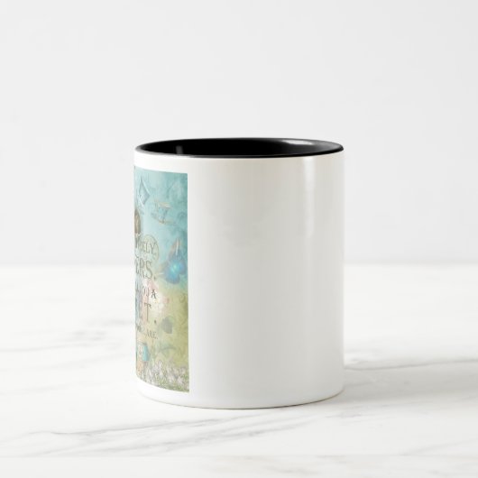 Wonderland - bonkers citaat - Alice in Wonderland Tweekleurige Koffiemok (Center)