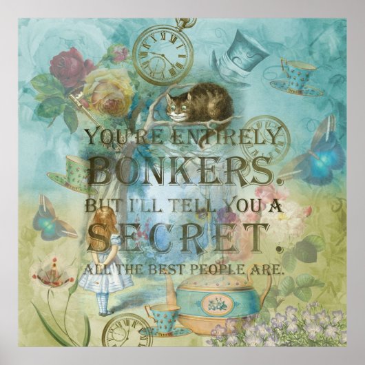 Wonderland - Bonkers Quote- Alice in Wonderland Poster (Voorkant)
