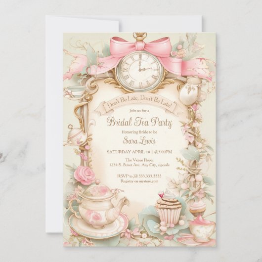 Wonderland Bruidsdouche uitnodiging, Alice uitnodi Kaart (Voorkant)