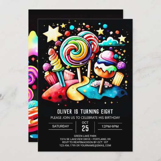 Wonderland Candyland aangepaste verjaardag Kaart (Voorkant / Achterkant)