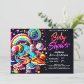 Wonderland Candyland Custom Baby shower Kaart (Staand voorkant)