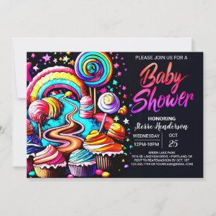 Wonderland Candyland Custom Baby shower Kaart