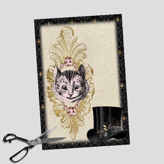 Wonderland Cheshire Pink Cat en Top Hat Tissuepapier