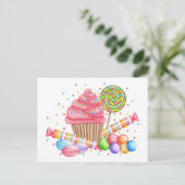 Wonderland Cupcake Snoep Lollipop Sweet Tarts Briefkaart (Staand voorkant)