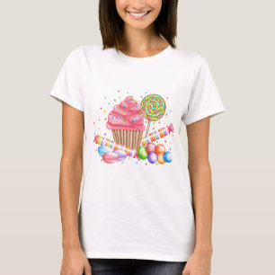 Wonderland Cupcake Snoep Lollipop Sweet Tarts T-shirt