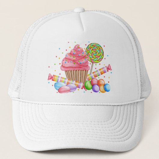 Wonderland Cupcake Snoep Lollipop Sweet Tarts Trucker Pet (Voorkant)