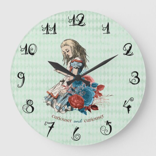 Wonderland Curiouser  Storybook Alice Quote Grote Klok (Voorkant)
