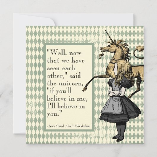 Wonderland dat ik geloof in je Unicorn Flat Kaart (Voorkant)