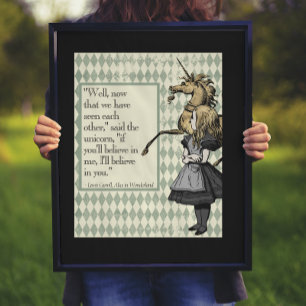 Wonderland dat ik geloof in je Unicorn Quote Poste Poster