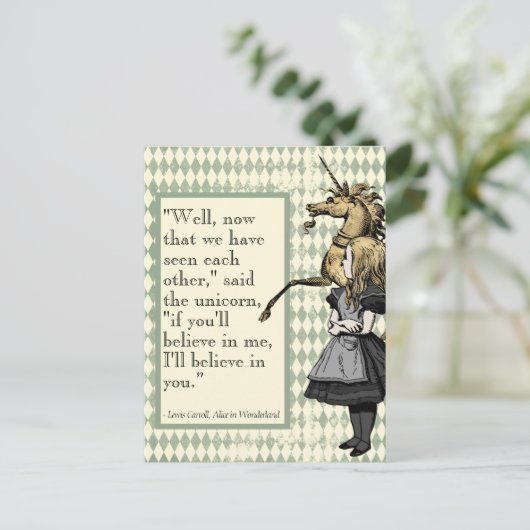 Wonderland dat ik geloof in jou Unicorn Briefkaart (Staand voorkant)