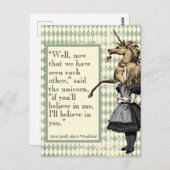 Wonderland dat ik geloof in jou Unicorn Briefkaart (Voorkant / Achterkant)