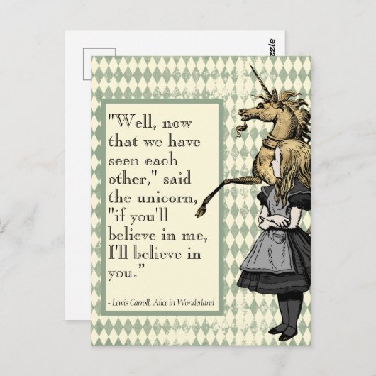 Wonderland dat ik geloof in jou Unicorn Briefkaart (Voorkant / Achterkant)