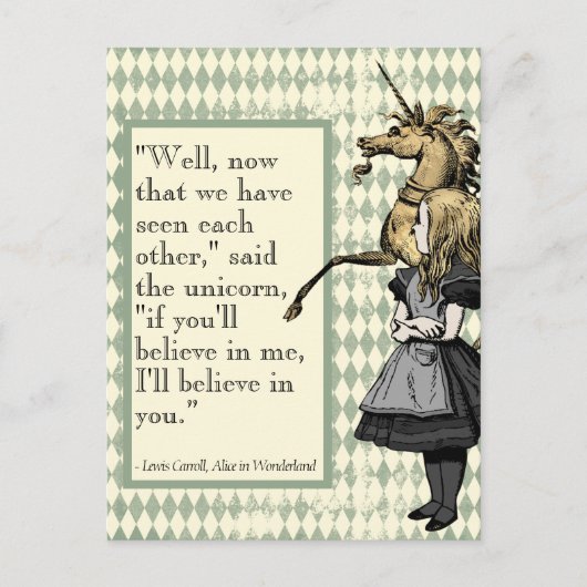Wonderland dat ik geloof in jou Unicorn Briefkaart (Voorkant)