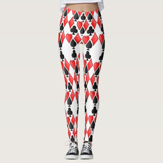 Wonderland Diamond Spade Heart en Club Print Leggings (Voorkant)