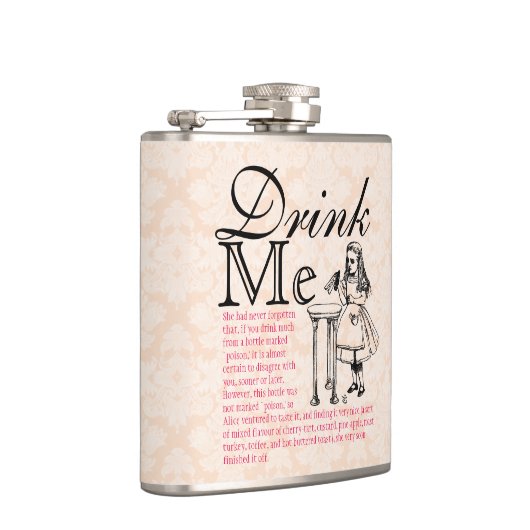 Wonderland Drink Ik roze Brocade Heupfles (Rechts)