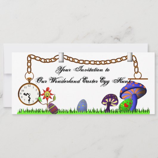 Wonderland Easter Egg Hunt Invite Kaart (Voorkant)