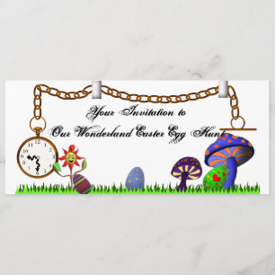 Wonderland Easter Egg Hunt Invite Kaart