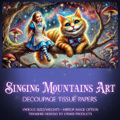 Wonderland Fairytale Alice Cheshire Cat Decoupage Tissuepapier