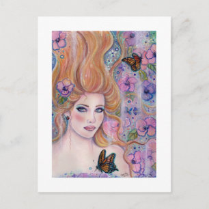 Wonderland-fantasiekunst met briefkaart van vlinde