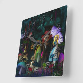 Wonderland Fantasy Clock Vierkante Klok (Hoek)