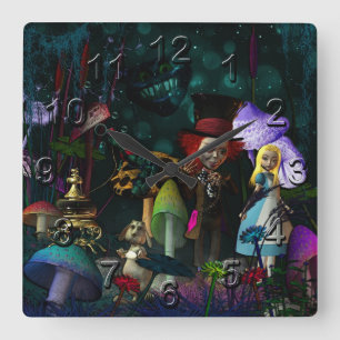 Wonderland Fantasy Clock Vierkante Klok