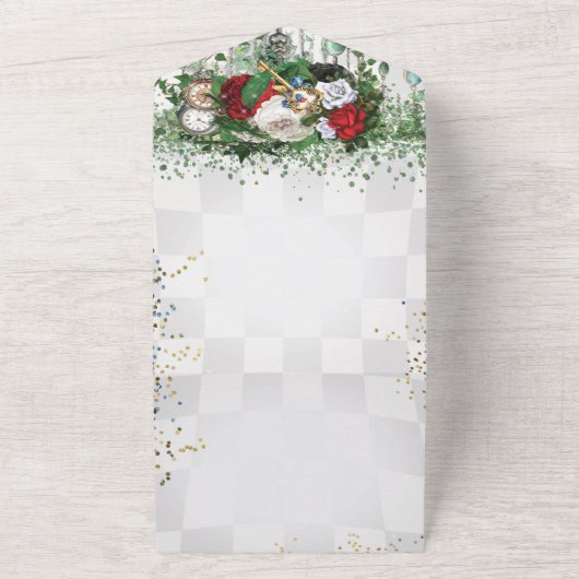 Wonderland Feest Uitnodiging (Buitenkant)