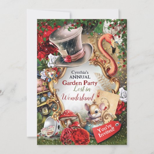 Wonderland Feest Uitnodiging (Voorkant)