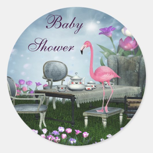 Wonderland Flamingo Baby shower Stickers (Voorkant)