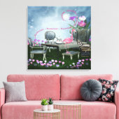 Wonderland Flamingo & Cheshire Cat Canvas (Insitu (Woonkamer))