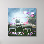 Wonderland Flamingo & Cheshire Cat Canvas Afdruk (Voorkant)