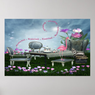 Wonderland Flamingo & Cheshire Cat Poster