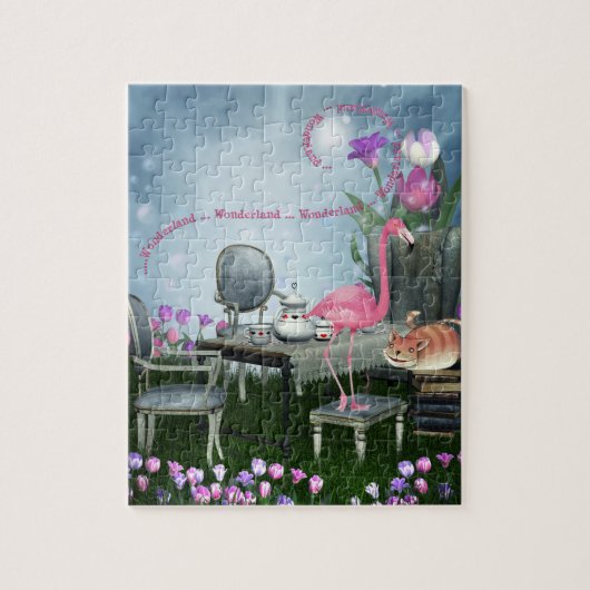 Wonderland Flamingo Cheshire Cat Tea Party Puzzle Legpuzzel (Verticaal)