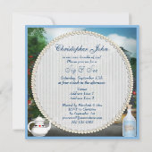 Wonderland Flamingo Sip & See Boy Baby shower Kaart (Achterkant)