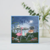 Wonderland Flamingo Sip & See Boy Baby shower Kaart (Staand voorkant)