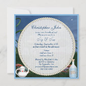 Wonderland Flamingo Sip & See Boy Baby shower Kaart (Achterkant)