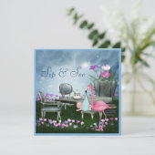 Wonderland Flamingo Sip & See Boy Baby shower Kaart (Staand voorkant)