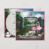 Wonderland Flamingo Sip & See Girl Baby shower Kaart (Voorkant / Achterkant)